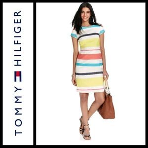 TOMMY Hilfiger- Multi color striped linen blend dress